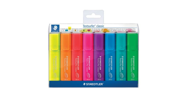 Staedtler Textsurfer Rainbow korostuskynä viisto 1-5mm värilaj., 1 kpl=8 kynää
